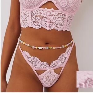 For Love & Lemons Creamsicle Lace Thong Panty Underwear Size XL Pink NWT
